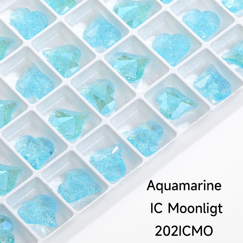 【ready stock】Gemstone jewelry New Design Luxury Sweet Heart IC Series K9 Glass Pointback Rhinestone For Clothing