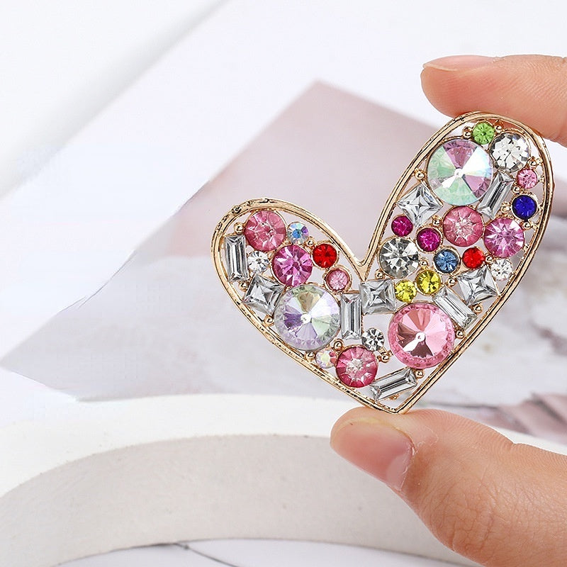 Heart-shaped Alloy Full of Drill Rhinestones Handmade DIY Phone Case Accessories Decoration