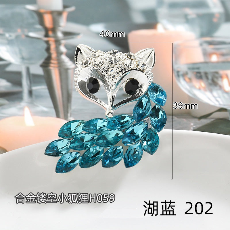 【ready stock】New Zinc Alloy Animal Opal Fox Crystal Glass Rhinestones DIY Brooch Accessories Crafts Bags Shoes