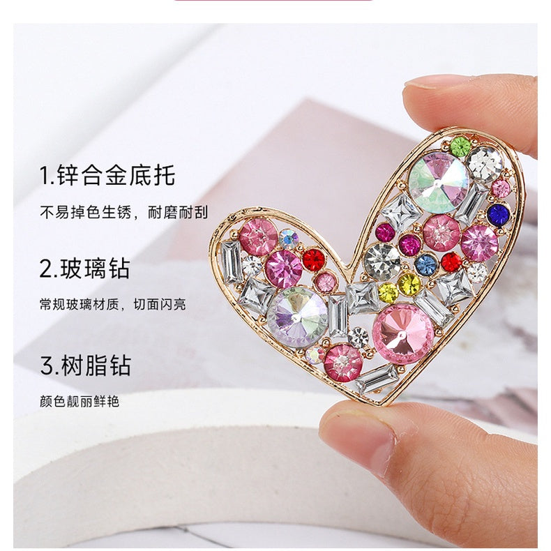 Heart-shaped Alloy Full of Drill Rhinestones Handmade DIY Phone Case Accessories Decoration