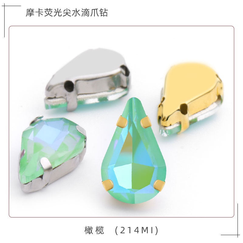 TonyBead 10pcs Drop Shape Mocha Aurora Series K9 Crystal Sew on Stones for Garment Shoes Bag Decoration