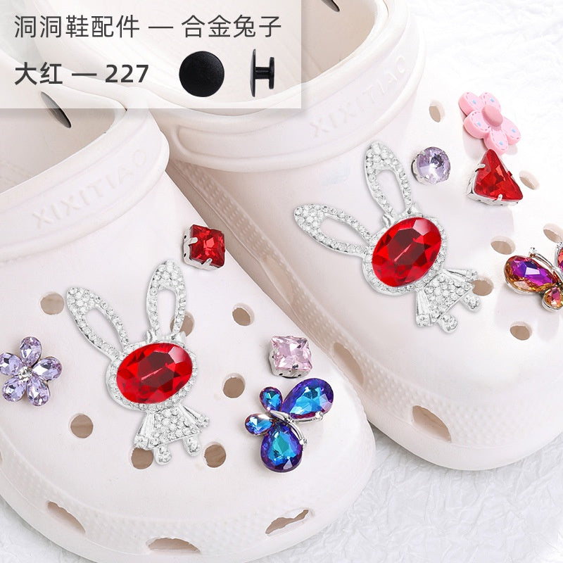 Alloy Animal Rabbit Shape Rhinestone Diy Hole Shoe Accessories Removable Shoe Buckle Shoe Flower Handmade