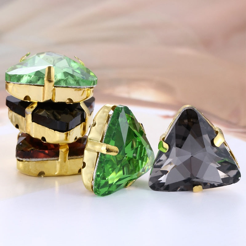 Gold-bottomed Triangle Hand Stitched Rhinestone Glass Crystal Claw Rhinestone Diy Wedding Dress Shoe Size Accessories