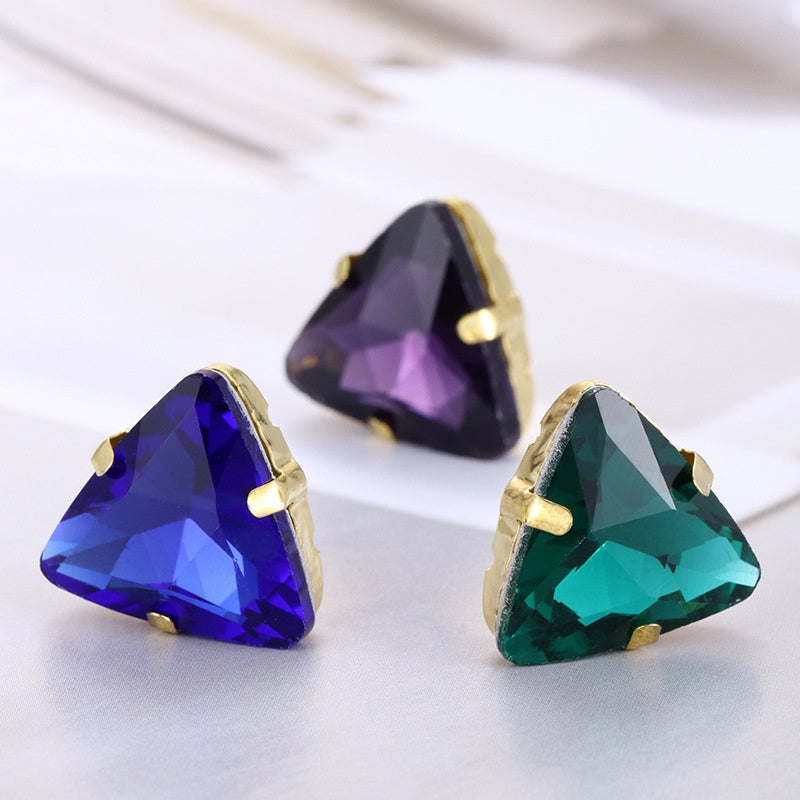 Gold-bottomed Triangle Hand Stitched Rhinestone Glass Crystal Claw Rhinestone Diy Wedding Dress Shoe Size Accessories