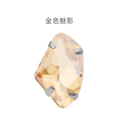 【ready stock】Accessories for jewelry Gemstone jewelry Hot Sell K9 Glass Galactic Sew On Crystal Rhinestones With Setting Copper Claw Stone For Women Dress