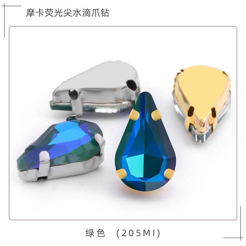 TonyBead 10pcs Drop Shape Mocha Aurora Series K9 Crystal Sew on Stones for Garment Shoes Bag Decoration