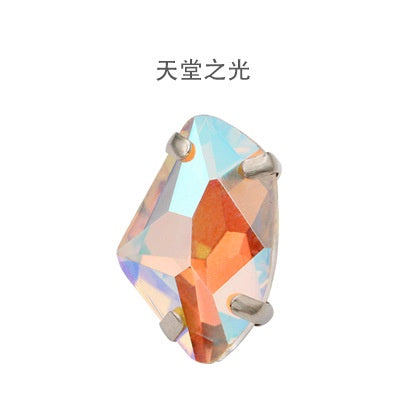 【ready stock】Accessories for jewelry Gemstone jewelry Hot Sell K9 Glass Galactic Sew On Crystal Rhinestones With Setting Copper Claw Stone For Women Dress