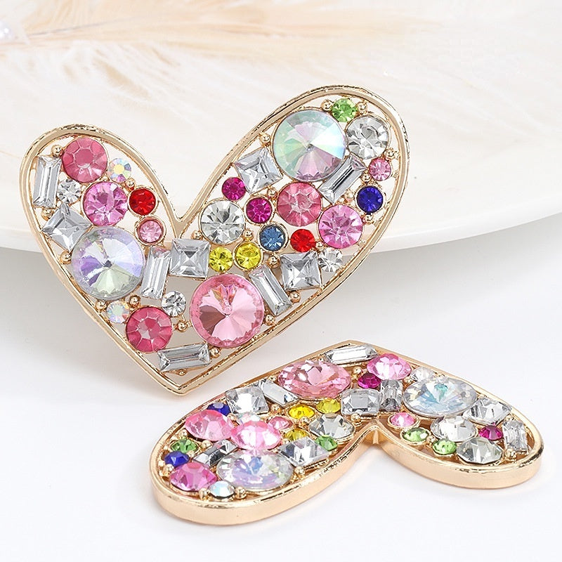 Heart-shaped Alloy Full of Drill Rhinestones Handmade DIY Phone Case Accessories Decoration