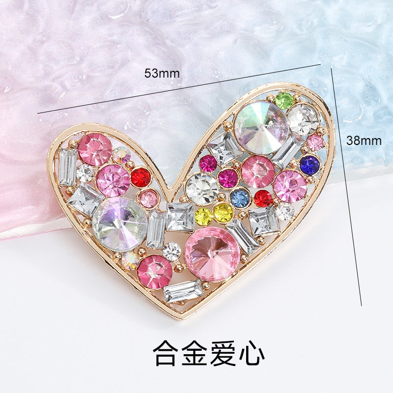 Heart-shaped Alloy Full of Drill Rhinestones Handmade DIY Phone Case Accessories Decoration