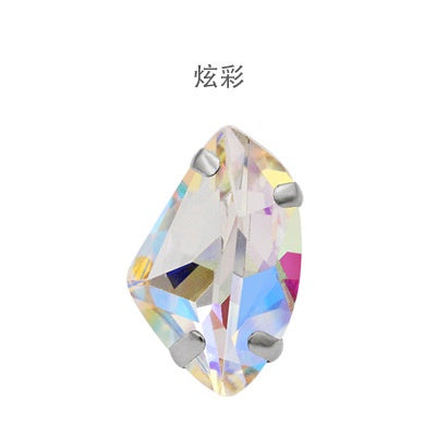 【ready stock】Accessories for jewelry Gemstone jewelry Hot Sell K9 Glass Galactic Sew On Crystal Rhinestones With Setting Copper Claw Stone For Women Dress