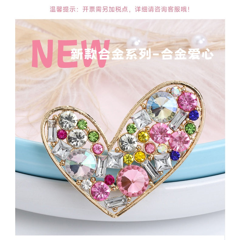 Heart-shaped Alloy Full of Drill Rhinestones Handmade DIY Phone Case Accessories Decoration