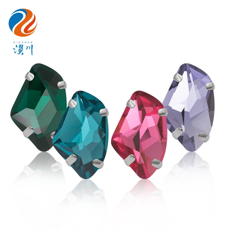 【ready stock】Accessories for jewelry Gemstone jewelry Hot Sell K9 Glass Galactic Sew On Crystal Rhinestones With Setting Copper Claw Stone For Women Dress