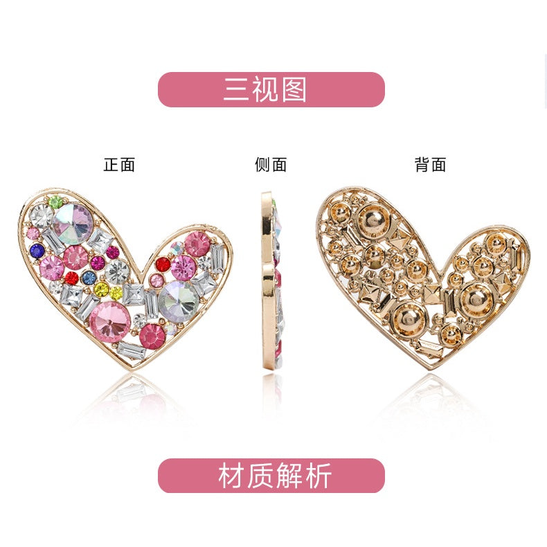 Heart-shaped Alloy Full of Drill Rhinestones Handmade DIY Phone Case Accessories Decoration