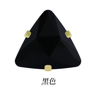 【ready stock】Hot Sell Triangle Claw Diamond Gold Bottom Stone Glass Fancy Stone Rhinestones With Copper For Clothes Bags