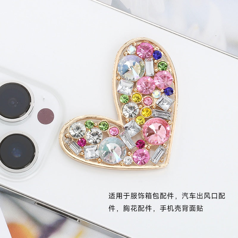 Heart-shaped Alloy Full of Drill Rhinestones Handmade DIY Phone Case Accessories Decoration