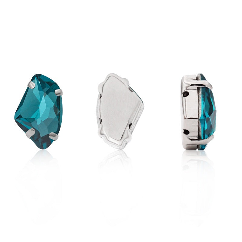 【ready stock】Accessories for jewelry Gemstone jewelry Hot Sell K9 Glass Galactic Sew On Crystal Rhinestones With Setting Copper Claw Stone For Women Dress