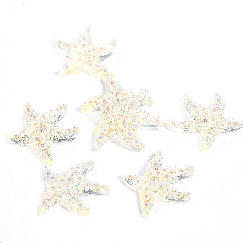 Aurora Starfish Shape Resin Rhinestone Japanese Style Nail Art Stickers DIY Jewelry