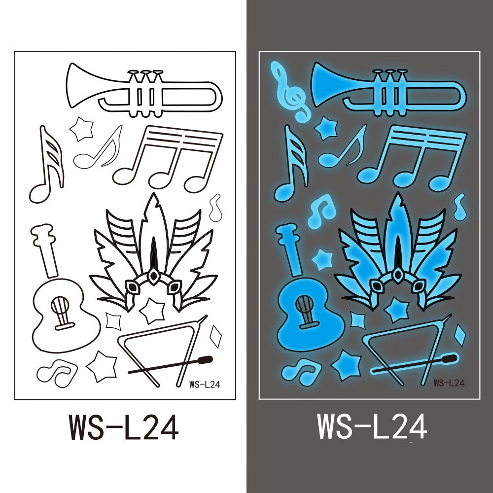 【Ready stock】kawaii Sexy tattoo stickers, fashion trends, nightclubs, bars, music festivals, carnival parties, tattoo stickers, fluorescent notes, luminous cool face stickers