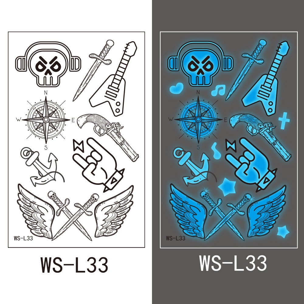 【Ready stock】kawaii Sexy tattoo stickers, fashion trends, nightclubs, bars, music festivals, carnival parties, tattoo stickers, fluorescent notes, luminous cool face stickers