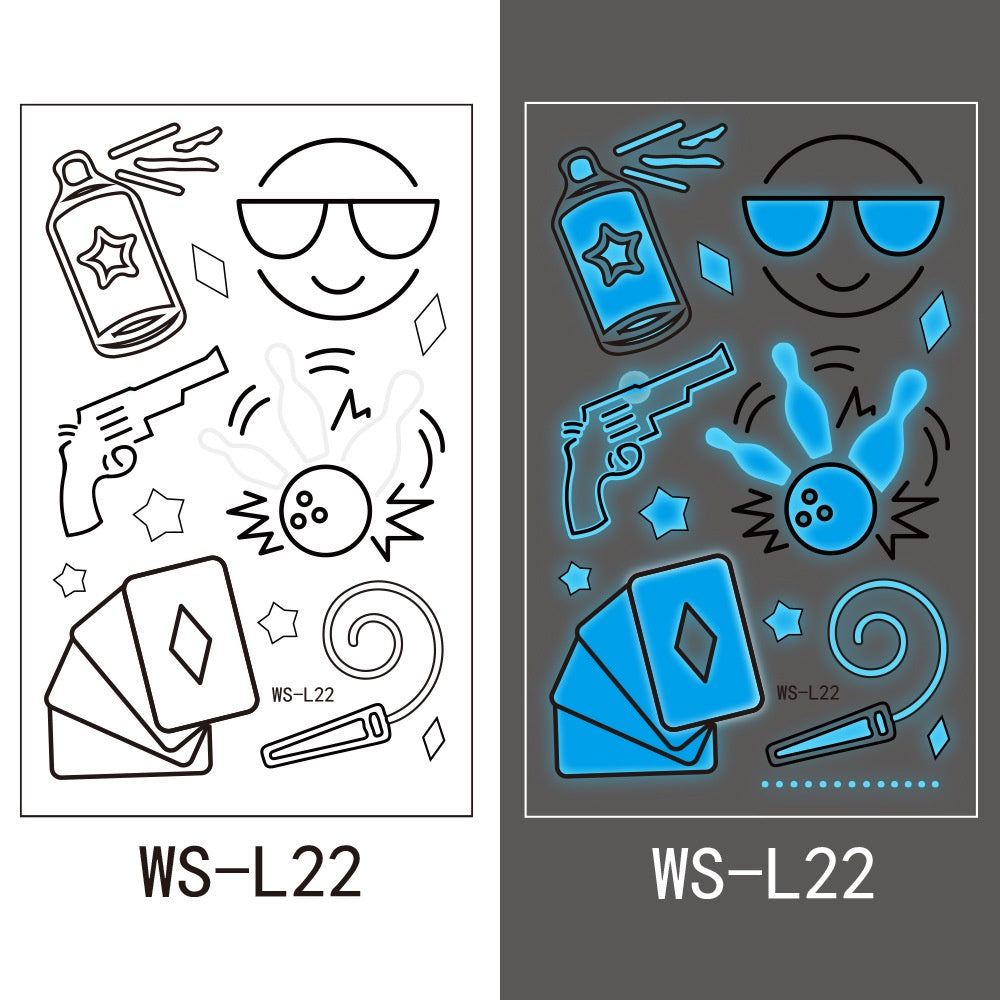 【Ready stock】kawaii Sexy tattoo stickers, fashion trends, nightclubs, bars, music festivals, carnival parties, tattoo stickers, fluorescent notes, luminous cool face stickers
