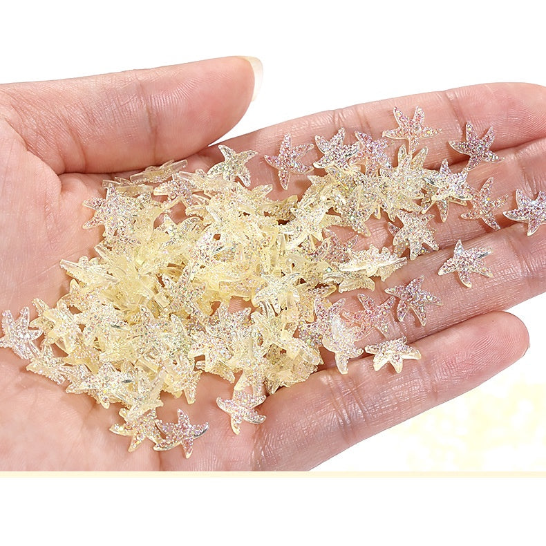 Aurora Starfish Shape Resin Rhinestone Japanese Style Nail Art Stickers DIY Jewelry