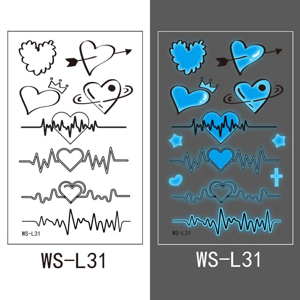 【Ready stock】kawaii Sexy tattoo stickers, fashion trends, nightclubs, bars, music festivals, carnival parties, tattoo stickers, fluorescent notes, luminous cool face stickers