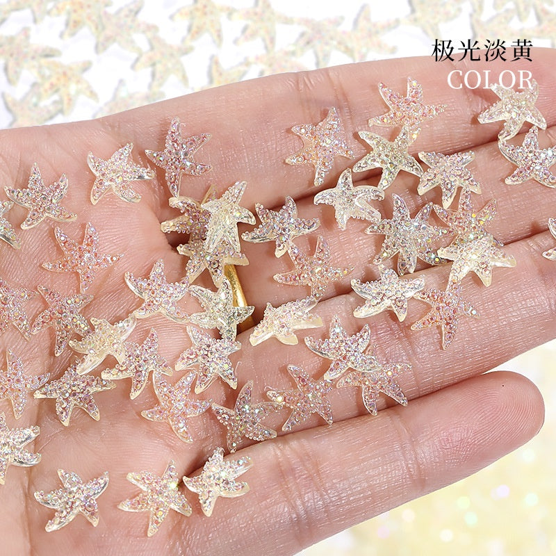Aurora Starfish Shape Resin Rhinestone Japanese Style Nail Art Stickers DIY Jewelry