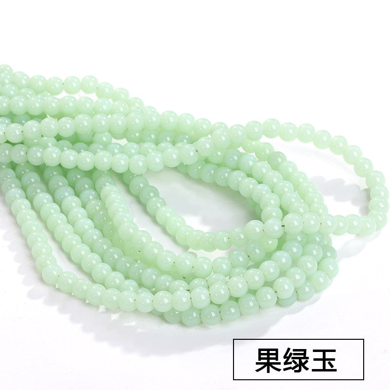 Imitation Jade Glass Bead Electroplating Beading DIY Handmade Beading Loose Bead Jewelry Accessories Accessories
