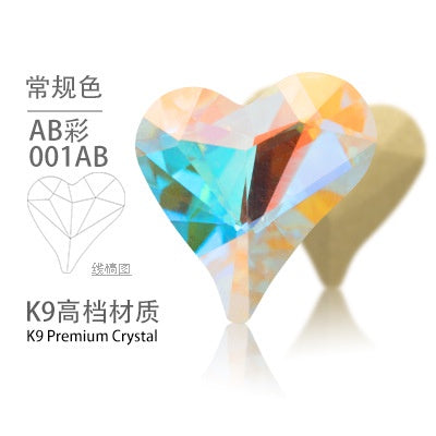 High-quality Crooked Peach Heart crystal glass rhinestones abnormity rhinestones diy ornament accessories rhinestone nail paste rhinestones material