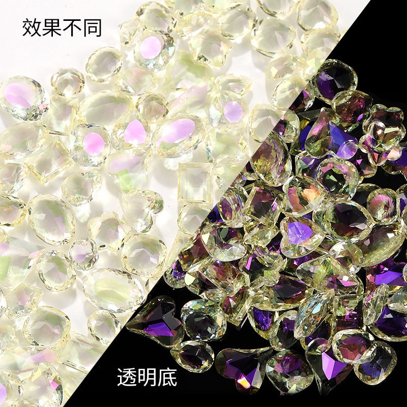 Nail Rhinestone 10pcs Glass Products Transparent Goose Down Yellow Series Crystal Mobile Phone Stick Rhinestone Diy Accessories