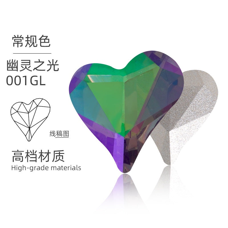 High-quality Crooked Peach Heart crystal glass rhinestones abnormity rhinestones diy ornament accessories rhinestone nail paste rhinestones material