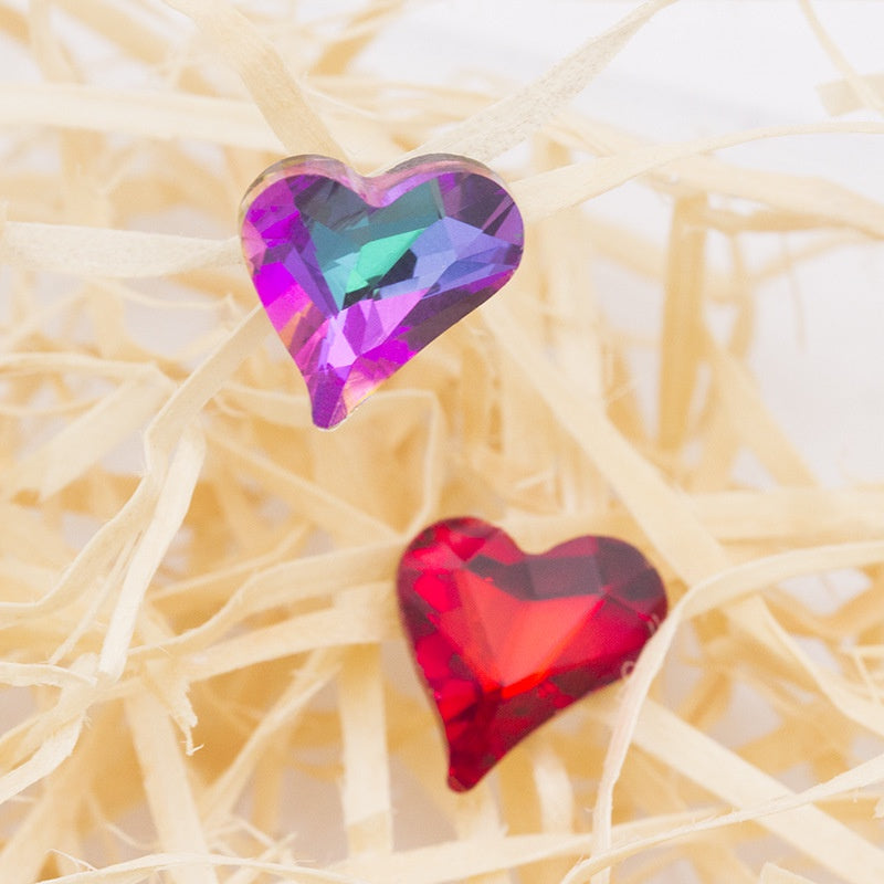 High-quality Crooked Peach Heart crystal glass rhinestones abnormity rhinestones diy ornament accessories rhinestone nail paste rhinestones material