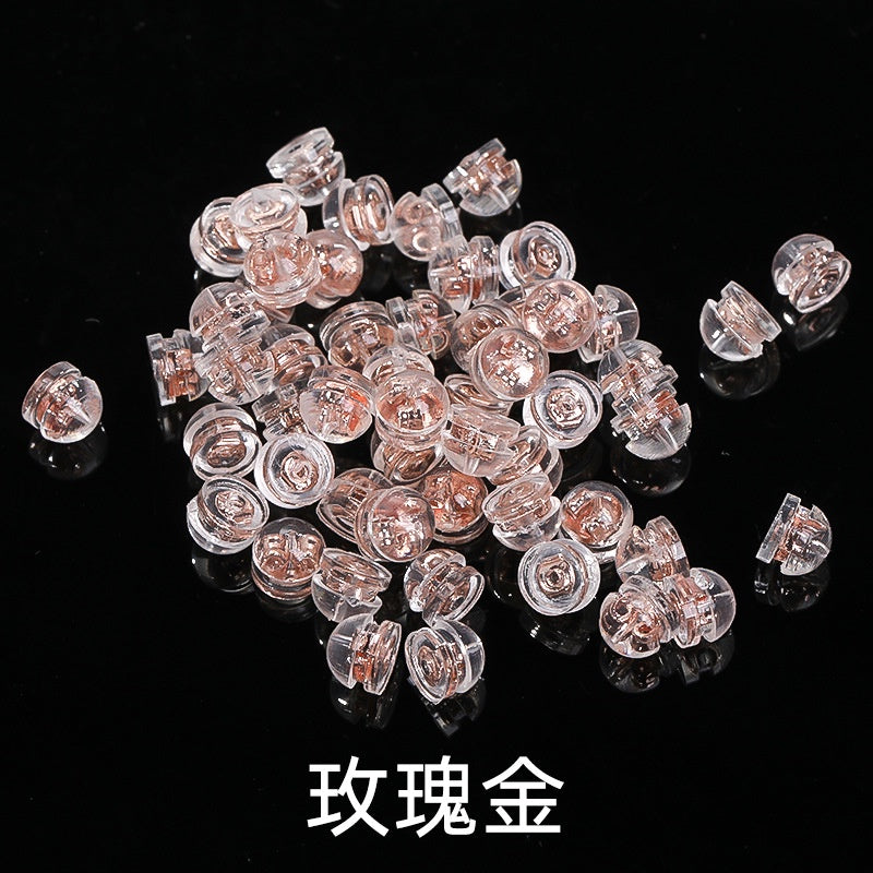 Diy Ear Ornament Accessories 10pcs Transparent Plastic Silicone Anti-slip Anti-fall Hamburger Ear Blocking Cap Ornament Material Accessories
