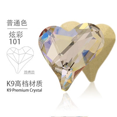 High-quality Crooked Peach Heart crystal glass rhinestones abnormity rhinestones diy ornament accessories rhinestone nail paste rhinestones material