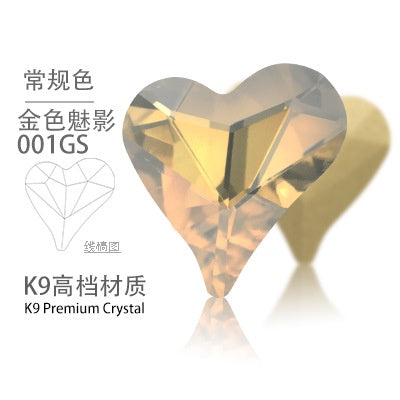 High-quality Crooked Peach Heart crystal glass rhinestones abnormity rhinestones diy ornament accessories rhinestone nail paste rhinestones material