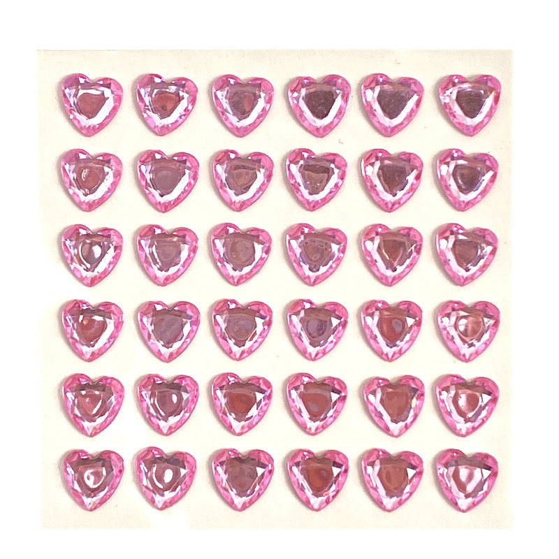 Heart Sticker Princess 3D Love Crystal Gem Sticker DIY Cup Sticker Makeup Gadget Beauty Sticker with Adhesive