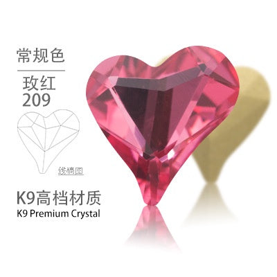 High-quality Crooked Peach Heart crystal glass rhinestones abnormity rhinestones diy ornament accessories rhinestone nail paste rhinestones material