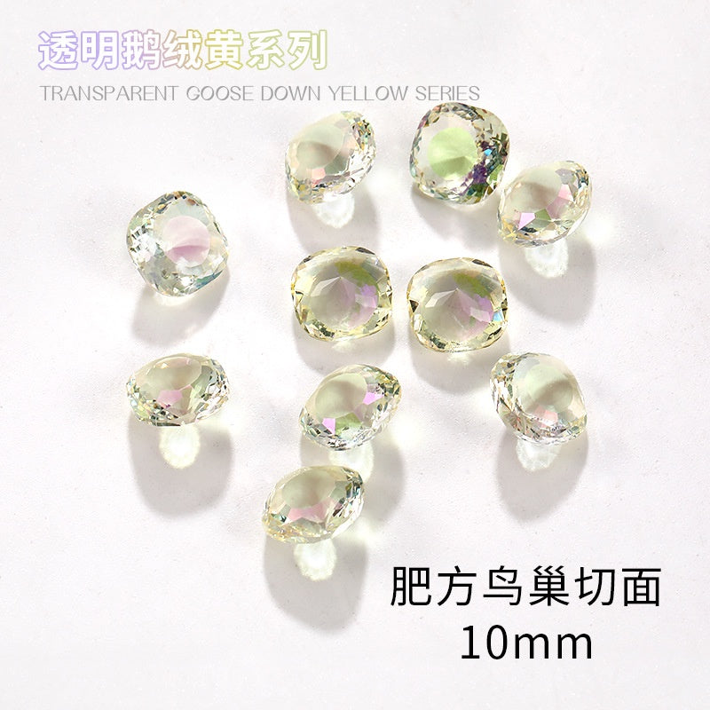 Nail Rhinestone 10pcs Glass Products Transparent Goose Down Yellow Series Crystal Mobile Phone Stick Rhinestone Diy Accessories