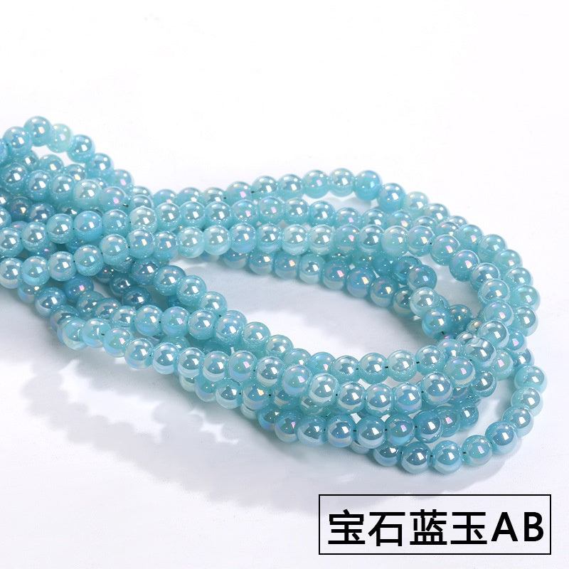 Imitation Jade Glass Bead Electroplating Beading DIY Handmade Beading Loose Bead Jewelry Accessories Accessories