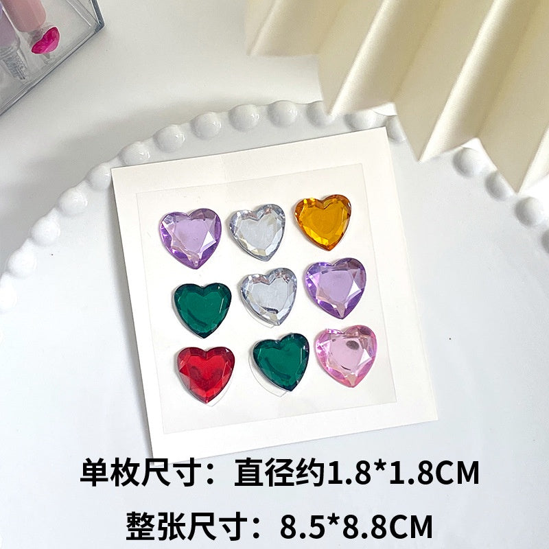 Heart Sticker Princess 3D Love Crystal Gem Sticker DIY Cup Sticker Makeup Gadget Beauty Sticker with Adhesive