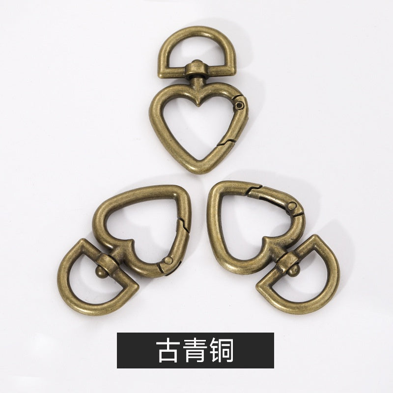 Metal Peach Heart Love Spring Buckle Keychain Dog Buckle Rope Buckle Diy Plush Doll Bag Hanging Ornament Accessories Pendant