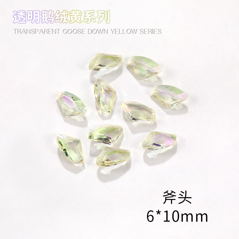Nail Rhinestone 10pcs Glass Products Transparent Goose Down Yellow Series Crystal Mobile Phone Stick Rhinestone Diy Accessories