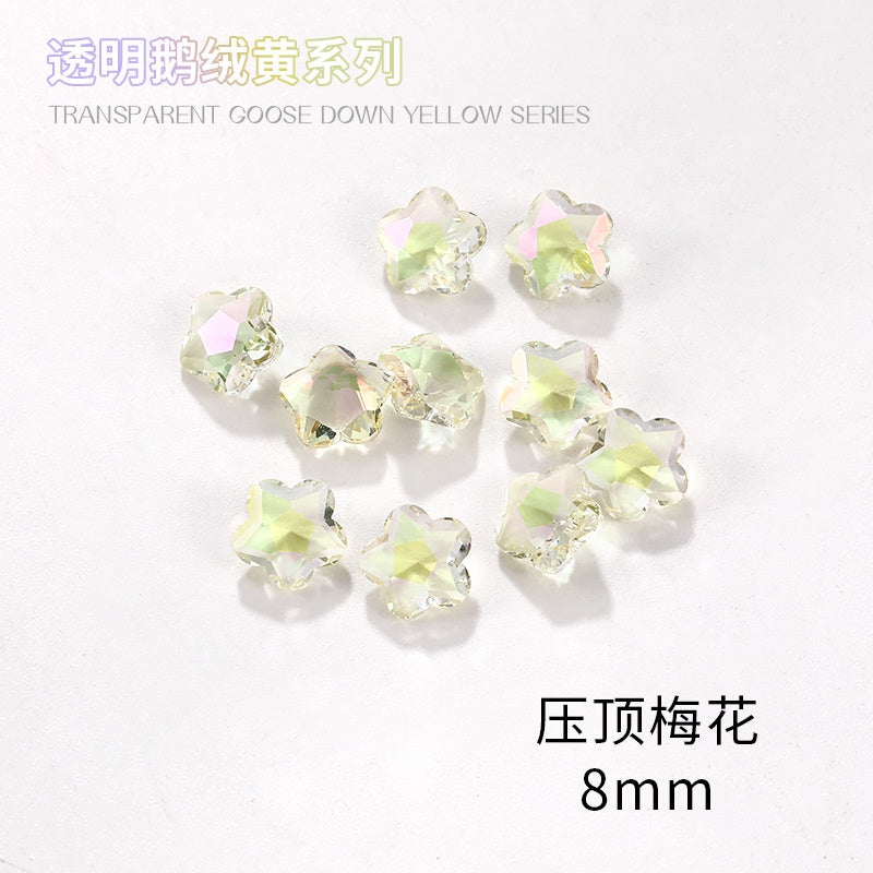 Nail Rhinestone 10pcs Glass Products Transparent Goose Down Yellow Series Crystal Mobile Phone Stick Rhinestone Diy Accessories