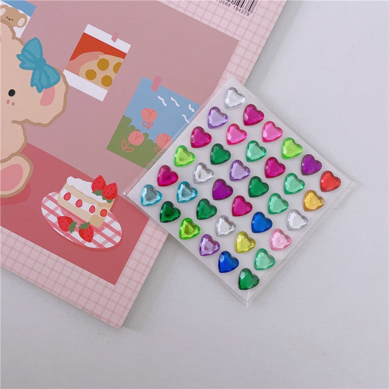 Shiny Love Heart Laser Acrylic Diamond Stickers Mobile Phone Case Hand Tent DIY Crystal Decorative Stickers