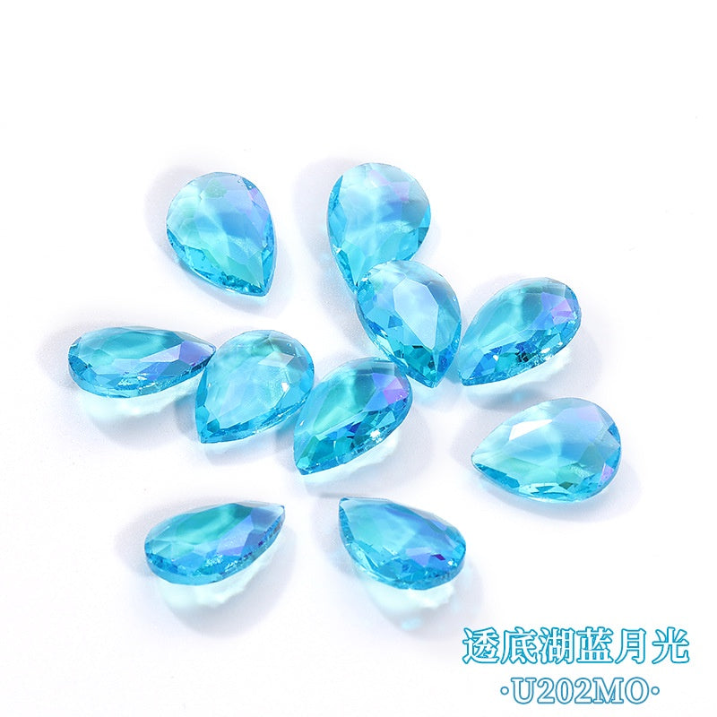 8*13mm Drop Shape Shiny Moonlight Crystal Nail Art Glass Transparent Rhinestone for DIY Phone Case Decoration