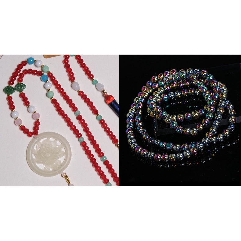 Imitation Jade Glass Bead Electroplating Beading DIY Handmade Beading Loose Bead Jewelry Accessories Accessories