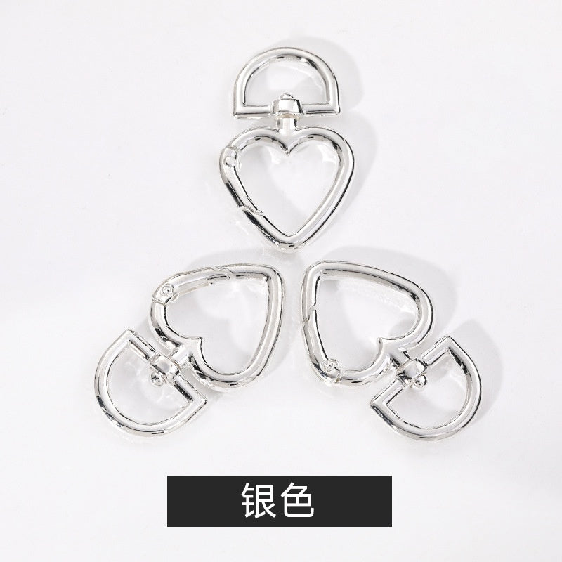 Metal Peach Heart Love Spring Buckle Keychain Dog Buckle Rope Buckle Diy Plush Doll Bag Hanging Ornament Accessories Pendant