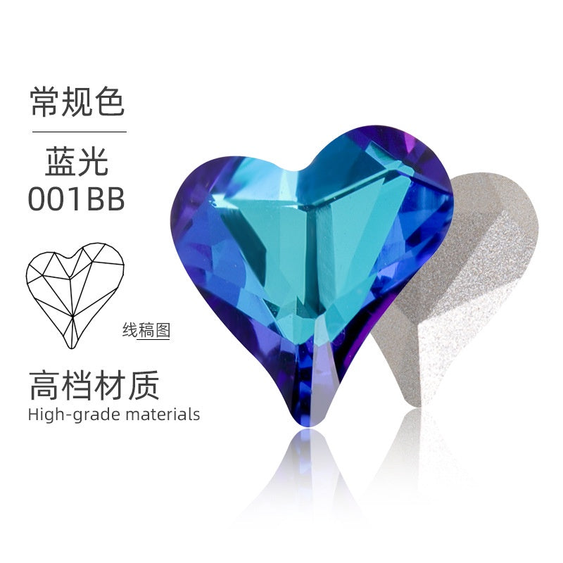 High-quality Crooked Peach Heart crystal glass rhinestones abnormity rhinestones diy ornament accessories rhinestone nail paste rhinestones material