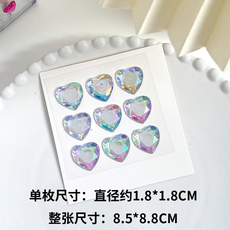Heart Sticker Princess 3D Love Crystal Gem Sticker DIY Cup Sticker Makeup Gadget Beauty Sticker with Adhesive