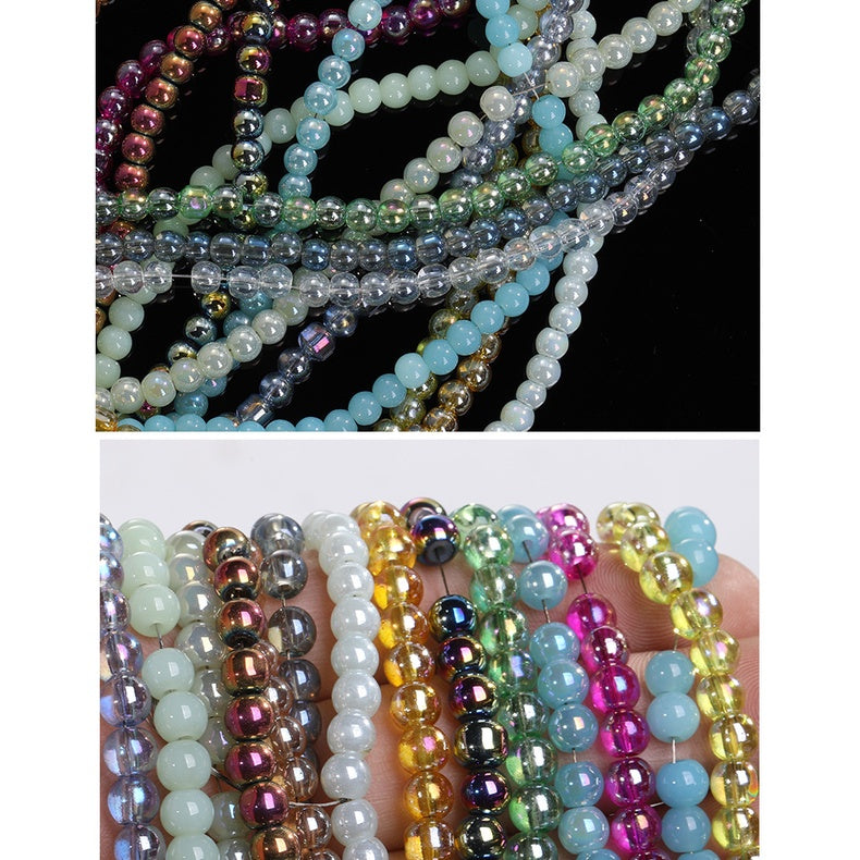 Imitation Jade Glass Bead Electroplating Beading DIY Handmade Beading Loose Bead Jewelry Accessories Accessories